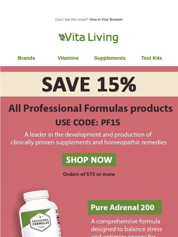 Deal Of The Week! 15% Off Professional Formulas Supplements