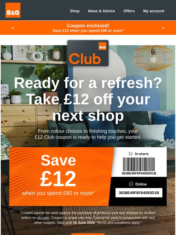 Enjoy £12 off your next project