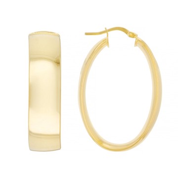 18k Yellow Gold Over Bronze Polished Oval Hoop Earrings