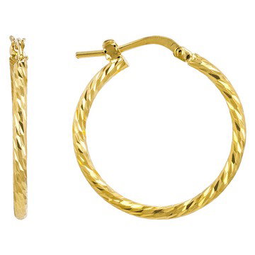Moda Al Massimo® 18k Yellow Gold Over Bronze Twisted 1\" Hoop Earrings