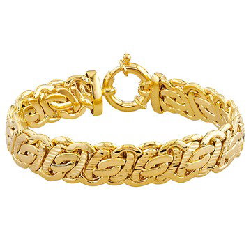 18k Yellow Gold Over Bronze Flat Byzantine Link Bracelet