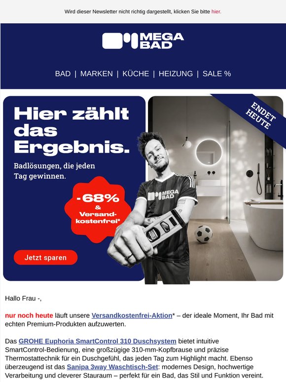 ⏳ Versandkostenfrei endet heute! Premium‐Badprodukte jetzt bestellen