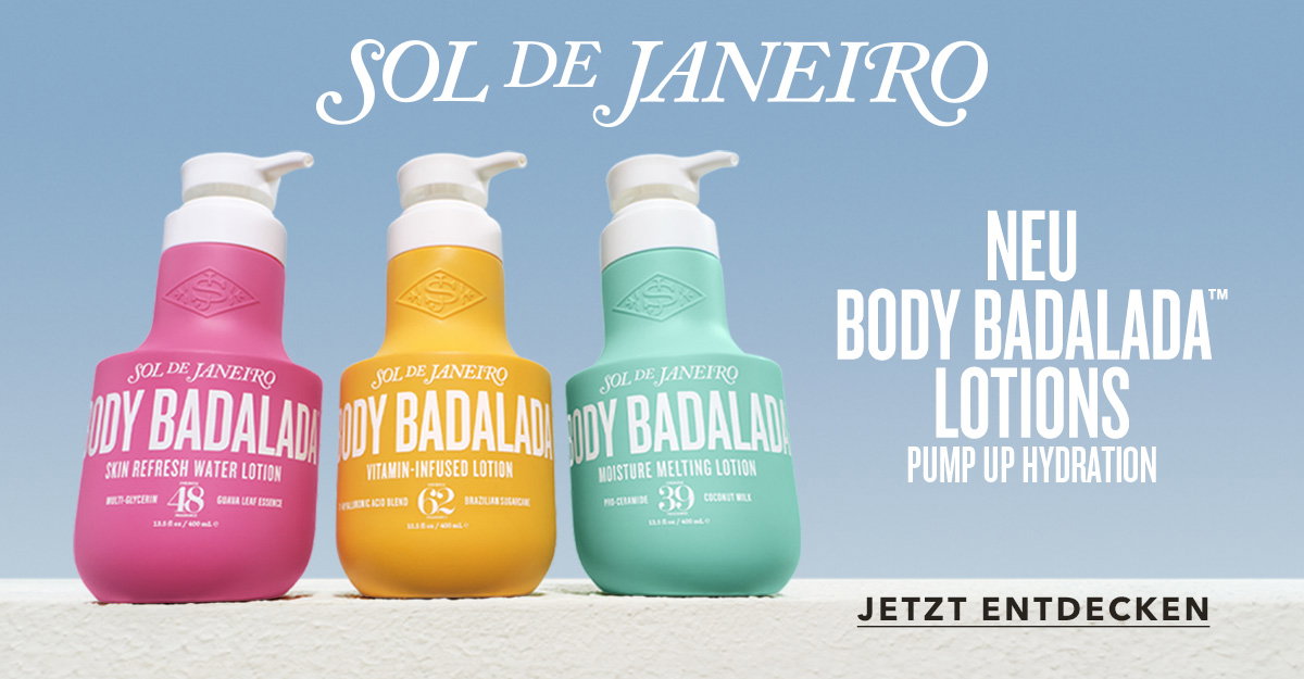 Entdecke die neuen Body Badalada Lotions von Sol de Janeiro in Pink, Gelb und Türkis für intensive Feuchtigkeitspflege. Jetzt entdecken!