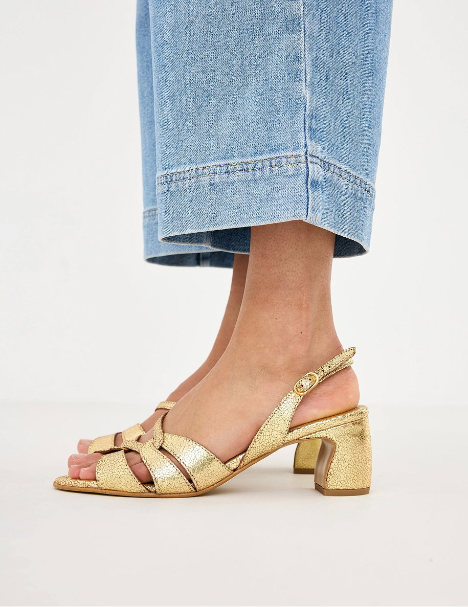 Anonymous Copenhagen Natasha Gold Metallic Heeled Sandals