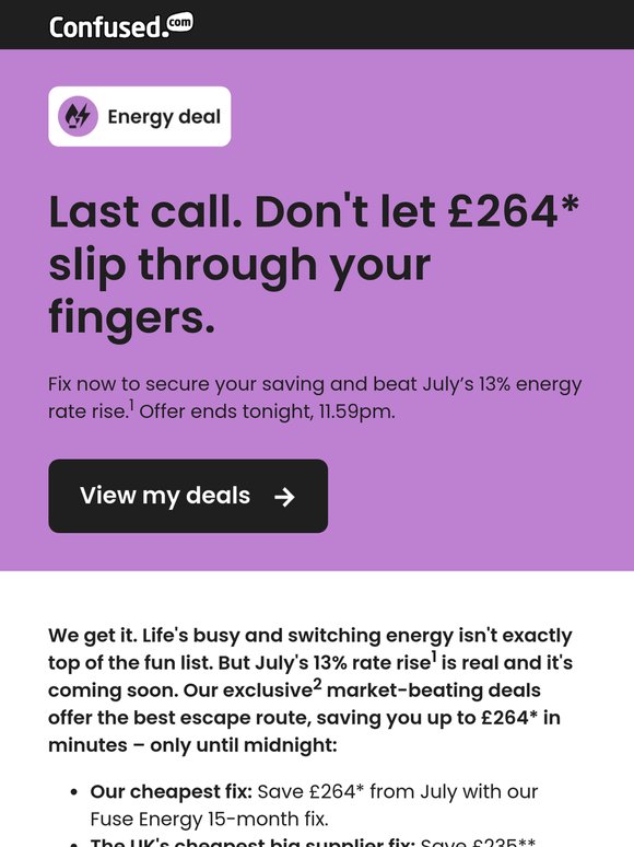 Last call: secure your £264* saving before midnight