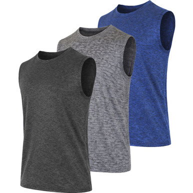 Men's Moisture Wicking Performance Sleeveless Muscle Tee (1- to 3-Pack)