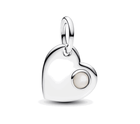 Pandora Silver June Birthstone Engravable Heart Dangle Charm