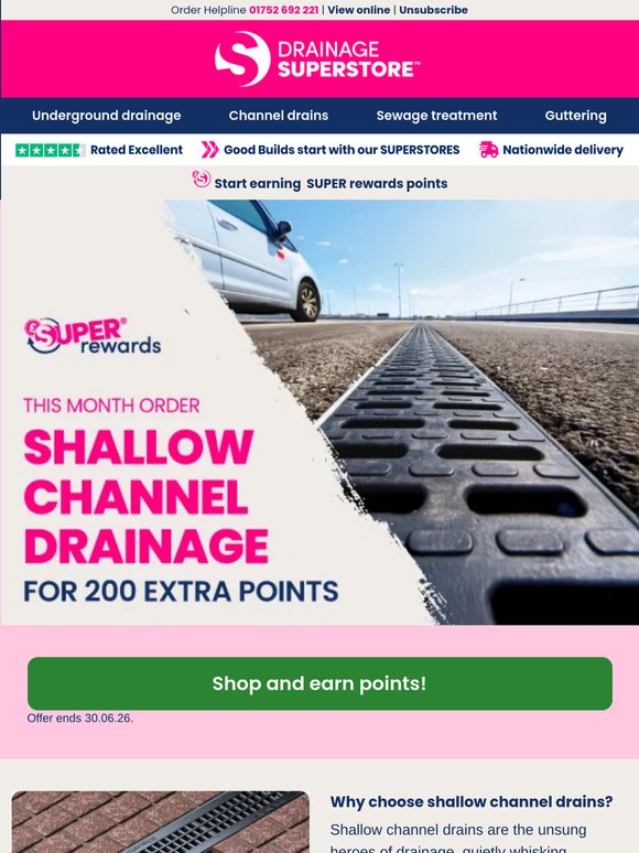 Extra SUPER rewards points on shallow channel drains💧