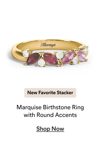Marquise Birthstone Ring with Round Accents