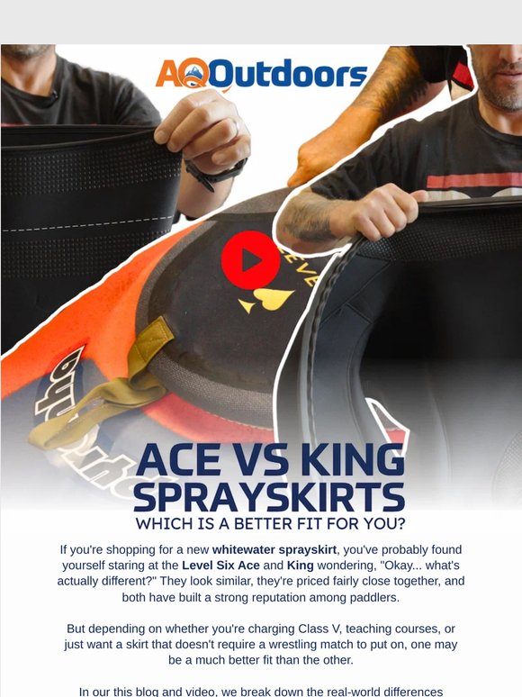 A side-by-side look at the Level Six Ace and King sprayskirts