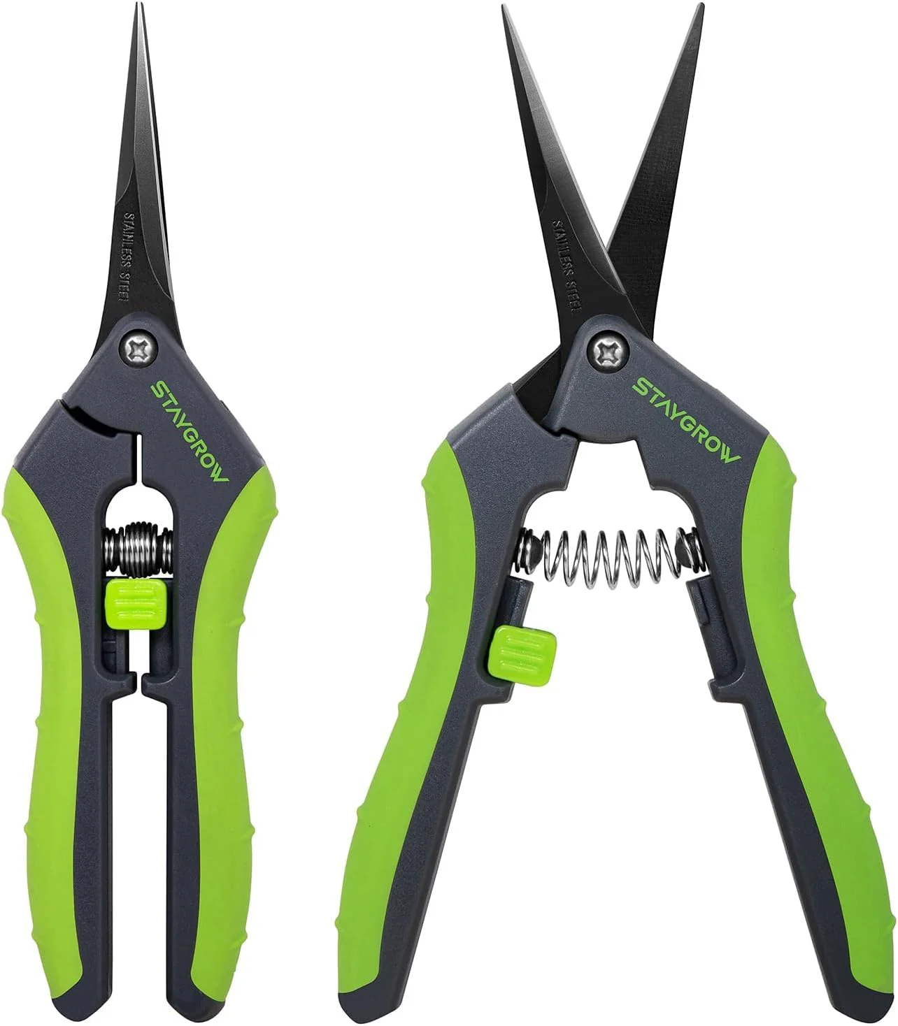 2 Pack 6.5" Pruning Shears for Gardening, Ultra Sharp (1 Straight, 1 Curved)