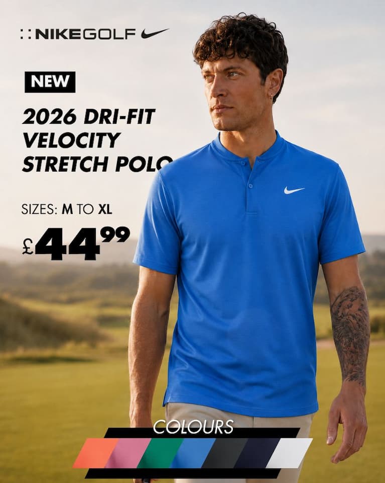 Nike Mens 2026 Dri-Fit Good Velocity Stretch Wicking Solid Blade Golf Polo Shirt