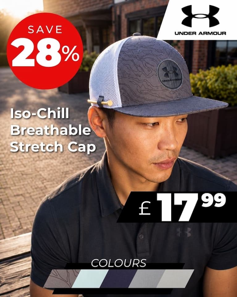 Under Armour Mens UA Drive Mid Iso-Chill Breathable Stretch Golf Cap