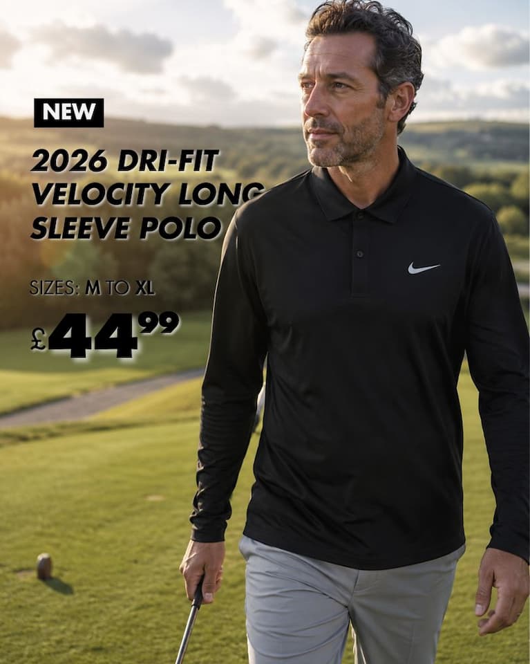 Nike Mens 2026 Dri-Fit Good Velocity Long Sleeve Solid Wicking Golf Polo Shirt