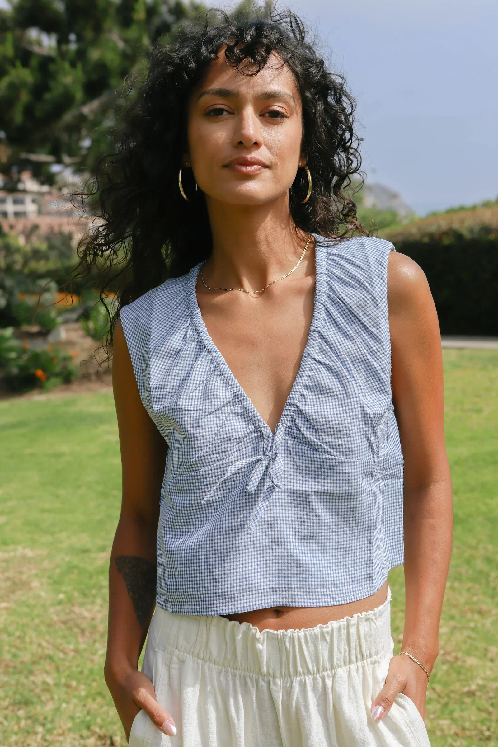 Image of Blue Gingham Del Rio Top