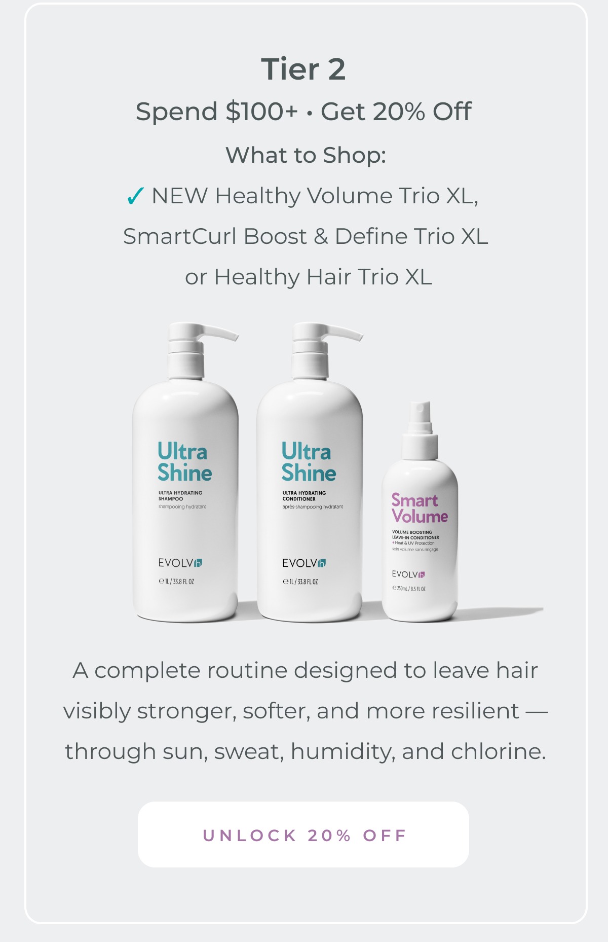 Tier 2: Spend $100 or more and get 20% off.