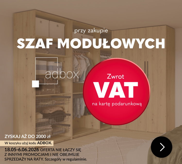 Zwrot VAT na kartę podarunkową przy zakupie szaf Adbox