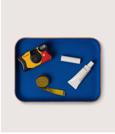Kawabon Leather/Merino Wool Large Tray in Indigo