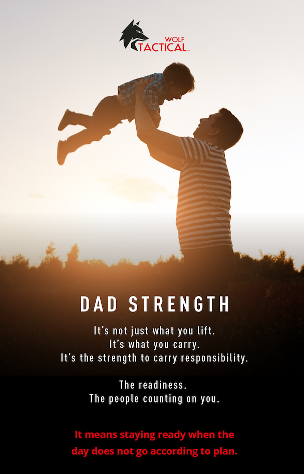 DAD Strength.   It's not just what you lift. It's What you carry. It's the strength to carry responsibility.      The readiness. The people counting on you.      Its means staying ready when the day does not go according to plan.
