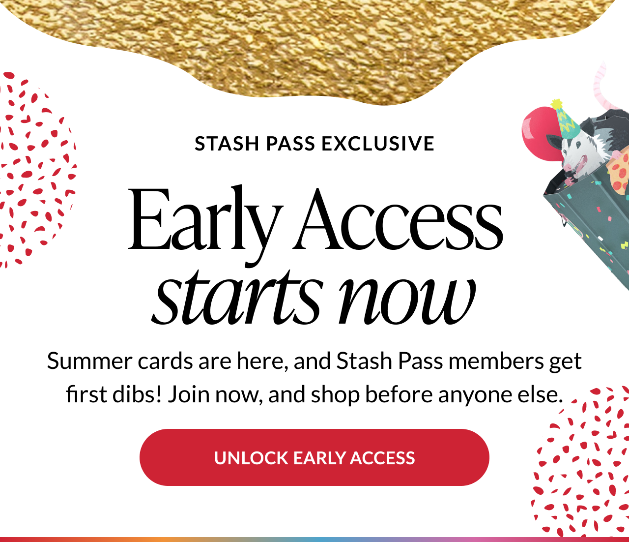 Early access to the summer collection birthday pop-up cards