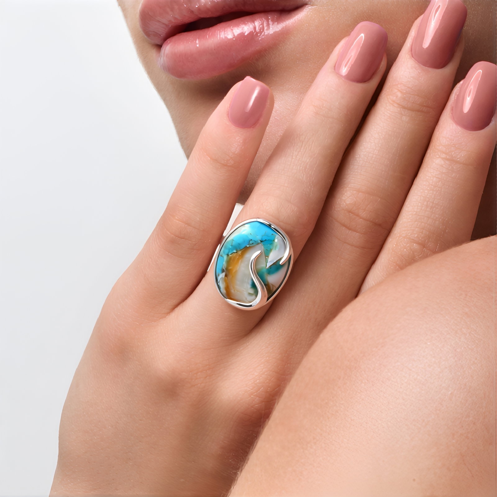 Zilveren Ring met Roségouden Plating en Witte Cambodjaanse Zirkonen – 0,16 ct Geometrisch