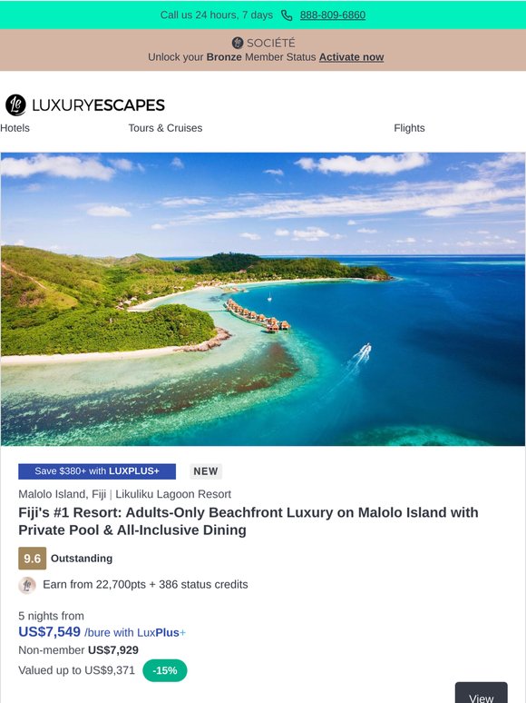 Fiji Adults-Only Oasis w. All-Inclusive Dining