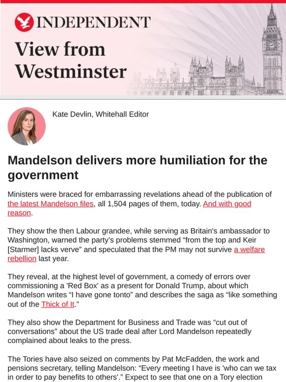 Mandelson delivers more humiliation for the government