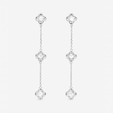 Inicio 925 Sterling Silver Plated Crystal Fine Triple Clover Drop Earrings