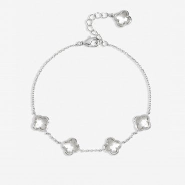 Inicio 925 Sterling Silver Plated Crystal Clover Bracelet - Gift Pouch