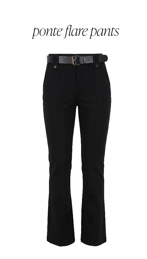 Ponte High Rise Flare Pants With Belt