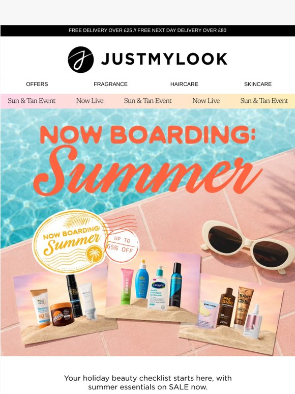 Now boarding: summer 🌞 up to 65% off