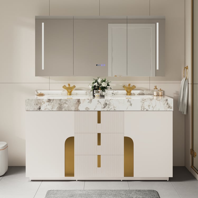 Artis 60" Double Bathroom Vanity with Sink ,Sintered Stone top, Ample Storage