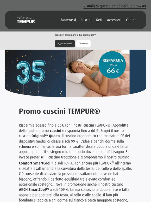 Acquista i nostri cuscini risparmiando fino a 66 €!