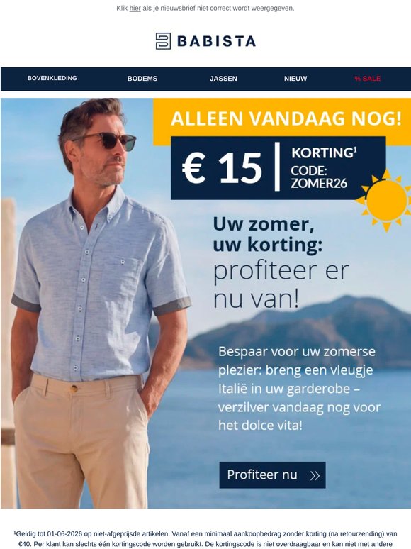 Alleen vandaag nog: € 15 zomerkorting!