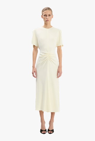 Bela Midi Dress In Bright Ivory
