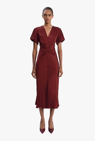Eve Midi Dress In Burgundy