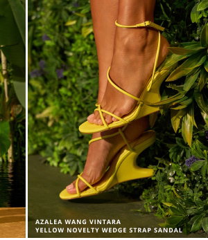 AZALEA WANG VINTARA YELLOW NOVELTY WEDGE STRAP SANDAL