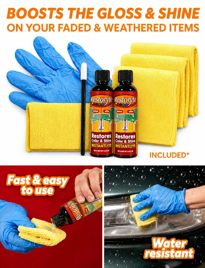 Boosts the gloss and shine on your faded and weathered items