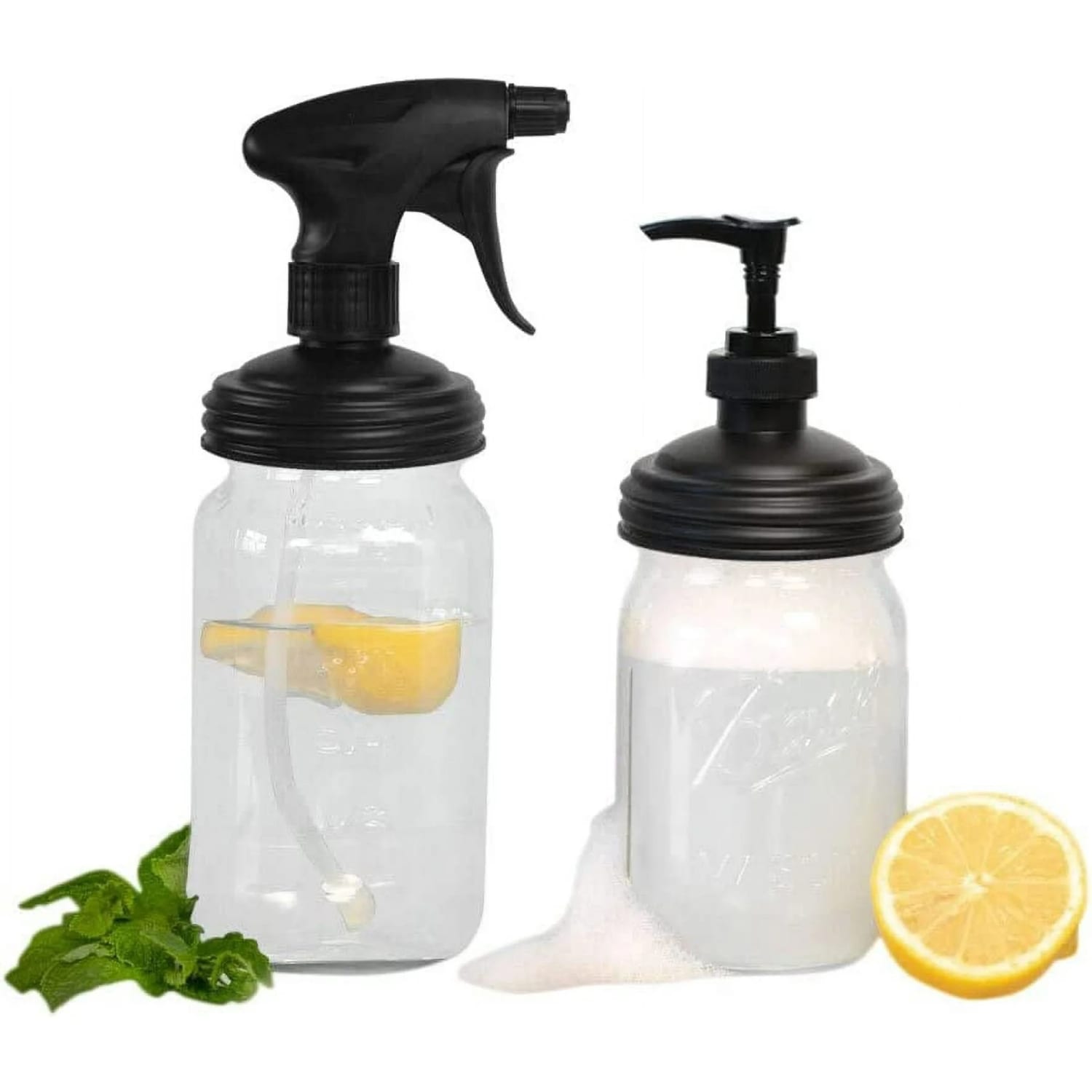 Image of reCAP Mason Jar Sprayer & Pump Lid Set - Regular Mouth - Black