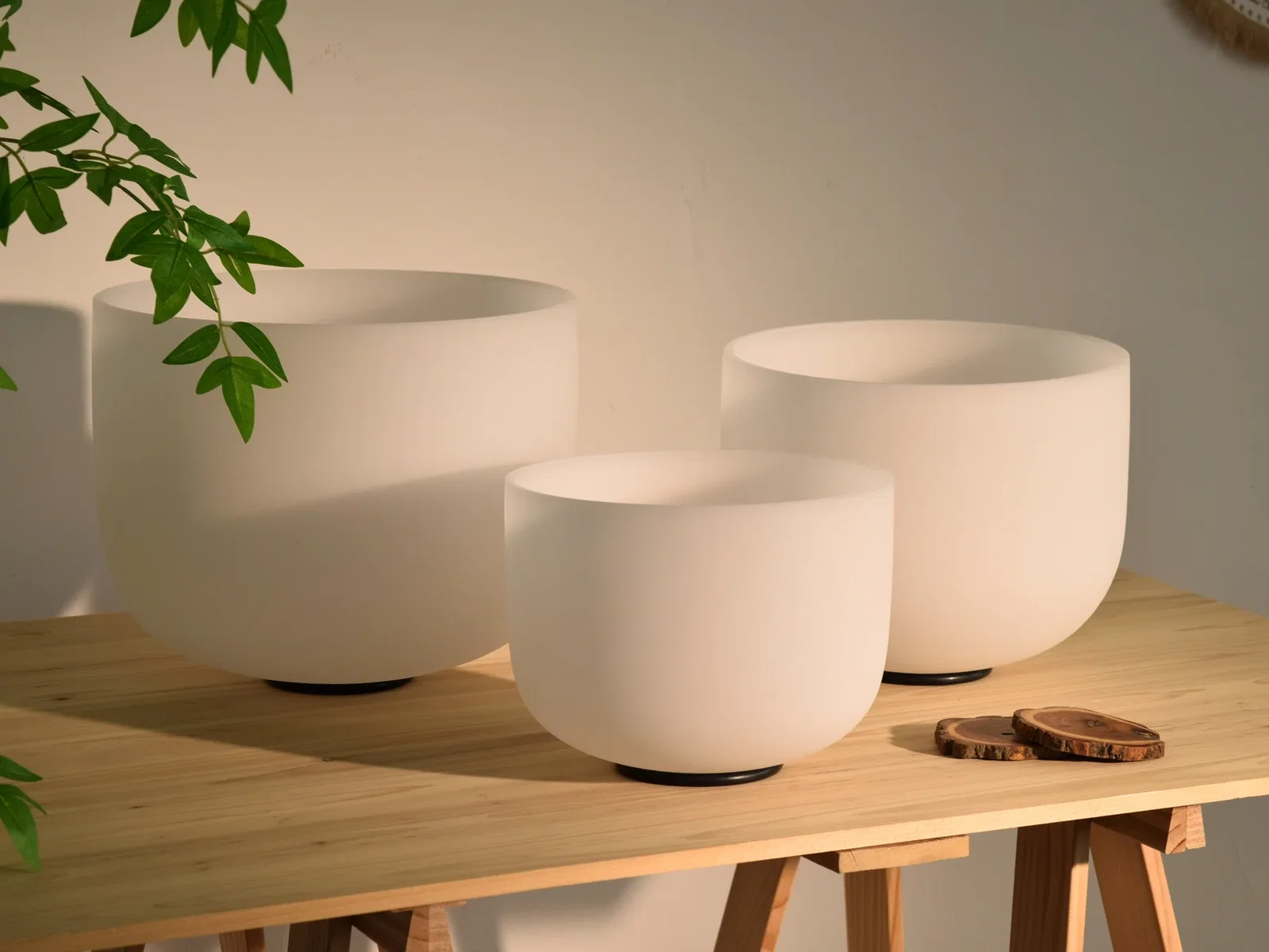 The Major Triad — C E G Frosted Crystal Singing Bowl Set