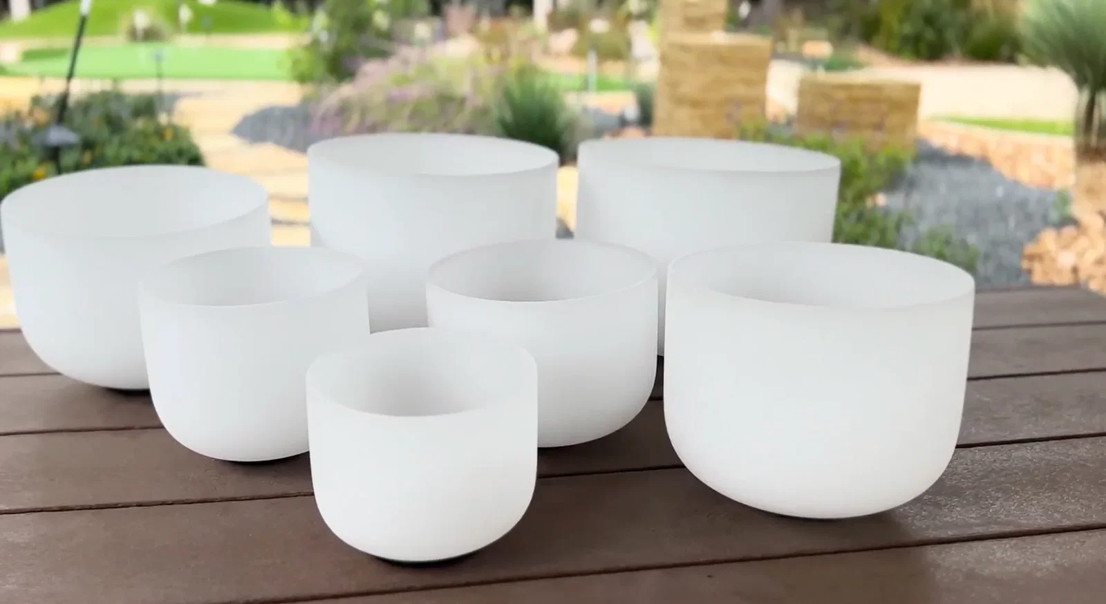 7-Bowl C Major Scale Frosted Crystal Singing Bowl Set