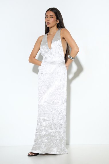 Crinkle Satin Maxi Dress