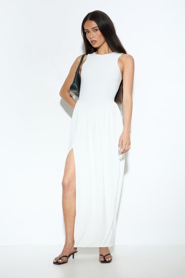 Double Layer Dropped Waist Maxi Dress