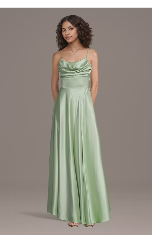 Cowl Neck Charmeuse A-Line Dress