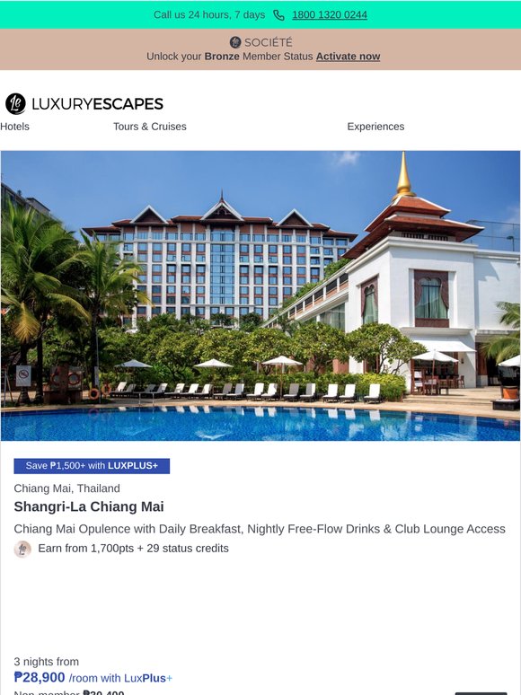 Shangri-La Chiang Mai Opulence w. Daily Breakfast & Club Lounge Access