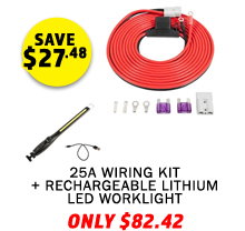 25A Wiring Kit + Rechargeable Lithium LED Worklight
