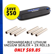 Rechargeable Lithium Vacuum Sealer + 2x Vacuum Sealer Rolls 3-Pack