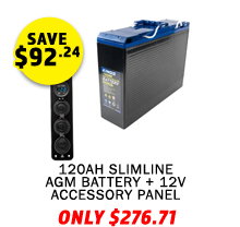 12V 120Ah Slimline AGM Battery + 12V Accessory Panel