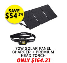 70W Solar Panel Charger + Premium Head Torch