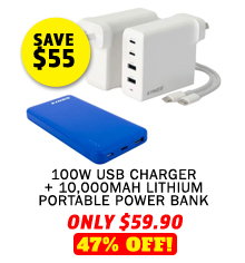 100W USB Charger + 10000mAh Lithium Portable Power Bank
